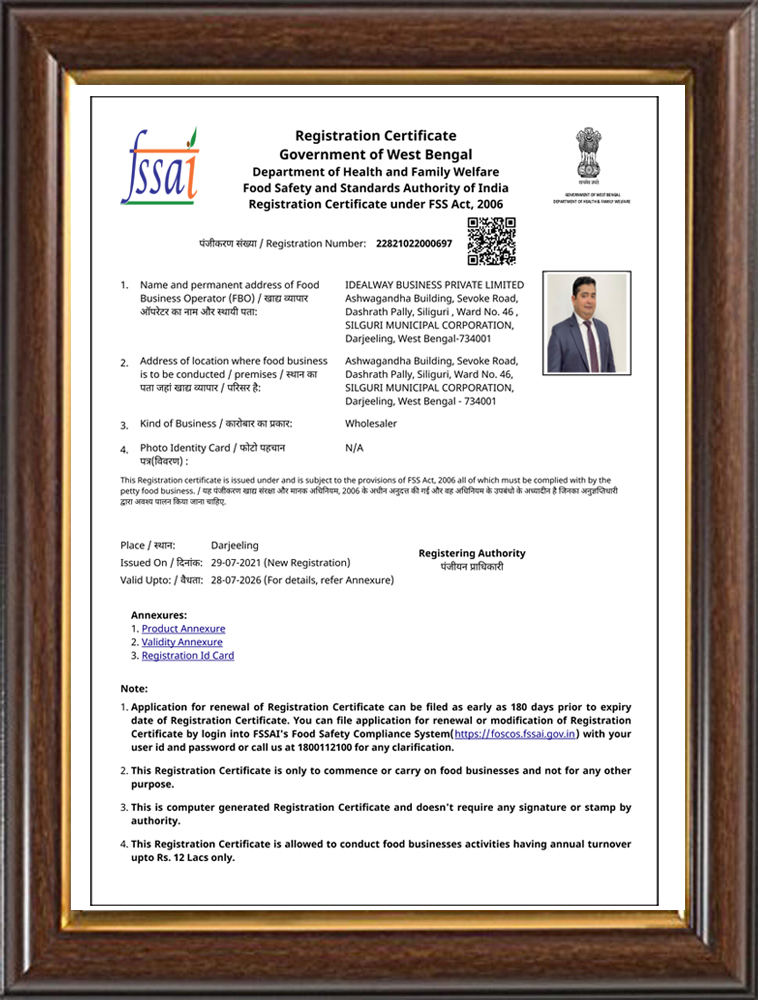 FSSAI Certificate Example